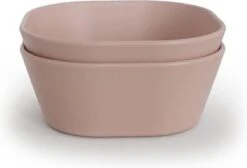 Mushie Kom Vierkant Blush - Set Van 2 Roze - Siliconen - Breekbaar: N - Magnetron: Y - Vriezer: Y - Oven: Y - Vaatwasser: Y