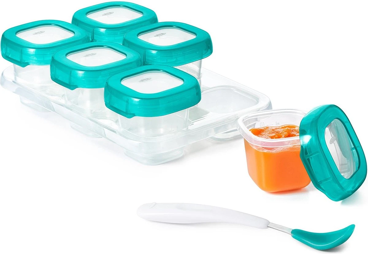OXO Tot Babyvoeding Diepvriesbakjes - Babyvoeding Bewaarbakjes Met Deksel - 6x60 Ml- Teal 6 OXO Tot Babyvoeding Diepvriesbakjes - Babyvoeding Bewaarbakjes Met Deksel - 6x60 Ml- Teal - Afbeelding 4