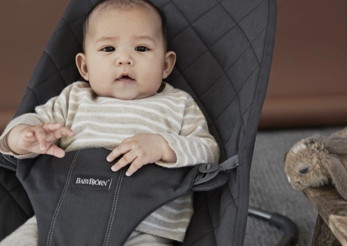 BabyBjörn Wipstoel Bliss Donkergrijs Frame - Cotton Klassiek Quilt - Antraciet - Ergonomisch - Verstelbaar - Inklapbaar 14 BabyBjörn Wipstoel Bliss Donkergrijs Frame - Cotton Klassiek Quilt - Antraciet - Ergonomisch - Verstelbaar - Inklapbaar - Afbeelding 12