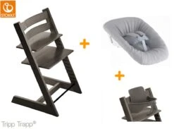 Stokke Tripp Trapp Kinderstoel - Hazy Grey + Newbornset + Babyset!!