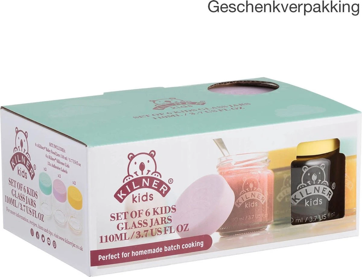 Kilner - Set Van 6 Voorraadpotten Voor Babyvoeding - Glas - Silicone Deksels - 6 X 110 Ml 8 Kilner - Set Van 6 Voorraadpotten Voor Babyvoeding - Glas - Silicone Deksels - 6 X 110 Ml - Afbeelding 6