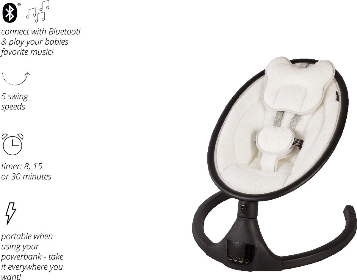 X Adventure Wipstoel Elektrisch Rocco / Schommelstoel Met Bluetoothfunctie & Afstandsbediening- Teddy Cream 6 X Adventure Wipstoel Elektrisch Rocco / Schommelstoel Met Bluetoothfunctie & Afstandsbediening- Teddy Cream - Afbeelding 4