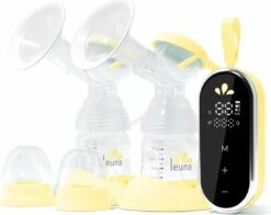 Leuna Comfort - Elektrische Borstkolf - Dubbele Borstkolf - Oplaadbare Accu - Gemakkelijk Schoonmaken - Stille Kolf - Kolfapparaat - Borstkolf - Borstkolven - Kolf - Geel