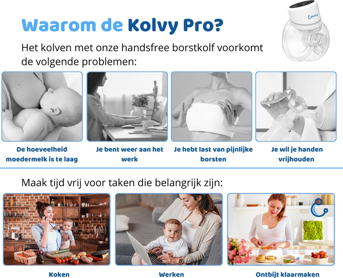 Kolvy® Pro Draadloze Elektrische Borstkolf - Intelligente Kolfapparaten - Handsfree Breast Pump - 4 Modes & 12 Levels - USB Oplaadbaar - NIEUW - Professioneel - LED Scherm - Incl. 3 Maten 10 Kolvy® Pro Draadloze Elektrische Borstkolf - Intelligente Kolfapparaten - Handsfree Breast Pump - 4 Modes & 12 Levels - USB Oplaadbaar - NIEUW - Professioneel - LED Scherm - Incl. 3 Maten - Afbeelding 8