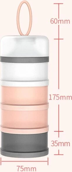 Merkloos Melkpoeder Toren - Melkpoeder Doseerdoosjes - Babyvoeding - Bewaarbakjes - Schenktuit - BPA Vrij - Meenemen En Bewaren - Dispenser - Melkpoeder - Snacks - 4 Laags - Family Favorites - Kraamcadeau - ROZE -Stokke Verkoop 501x1200 1