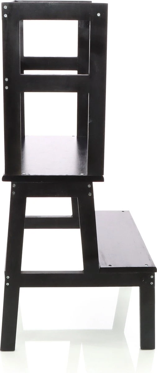 Toboli Leertoren, Leerstoel Zwart Van Hout 43x40x91cm Kinderstoel Met Reling, Kinderkruk, Keukenkruk, Stakruk - Multistrobe 7 Toboli Leertoren, Leerstoel Zwart Van Hout 43x40x91cm Kinderstoel Met Reling, Kinderkruk, Keukenkruk, Stakruk - Multistrobe - Afbeelding 5