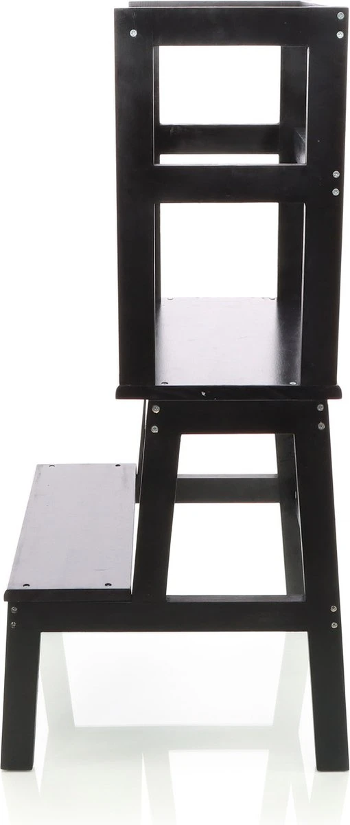 Toboli Leertoren, Leerstoel Zwart Van Hout 43x40x91cm Kinderstoel Met Reling, Kinderkruk, Keukenkruk, Stakruk - Multistrobe 6 Toboli Leertoren, Leerstoel Zwart Van Hout 43x40x91cm Kinderstoel Met Reling, Kinderkruk, Keukenkruk, Stakruk - Multistrobe - Afbeelding 4