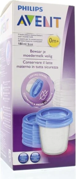Philips Avent SCF619/05 Bewaarbekers Voor Babyvoeding - 180 Ml - 5 Stuks -Stokke Verkoop 515x1200