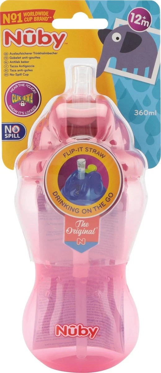 Nûby - Oefenbeker - Flip-It™ Antilekbeker - Roze - 360ml - 12m+ 5 Nûby - Oefenbeker - Flip-It™ Antilekbeker - Roze - 360ml - 12m+ - Afbeelding 4