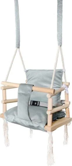 Baby Schommel Binnen - Babyschommel Babyzitje - Stof Hout - Babyschommel Binnen - Kinderschommel - Schommel Baby Zitje - Schommelzitjes - Schommelstoel - Baby Swing Seat - Plafondhanger 3 In 1 - Grijs -Stokke Verkoop 521x1200
