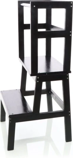 Toboli Leertoren, Leerstoel Zwart Van Hout 43x40x91cm Kinderstoel Met Reling, Kinderkruk, Keukenkruk, Stakruk - Multistrobe 16 Toboli Leertoren, Leerstoel Zwart Van Hout 43x40x91cm Kinderstoel Met Reling, Kinderkruk, Keukenkruk, Stakruk - Multistrobe -Stokke Verkoop 552x1200