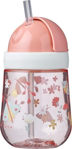 Mepal Mio – Rietjesbeker 300 Ml – Gegarandeerd Lekvrij – Flowers & Butterflies – Ideaal Voor Onderweg – Drinkbeker Kinderen