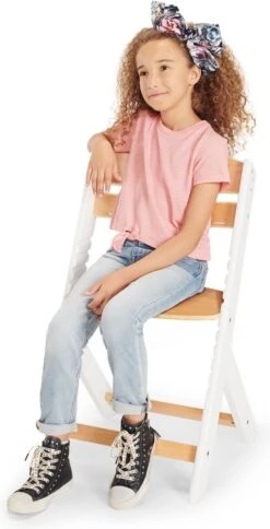 Kinderkraft Meegroei Kinderstoel Enock Met Kussen - Naturel-Grijs -Stokke Verkoop 613x1200