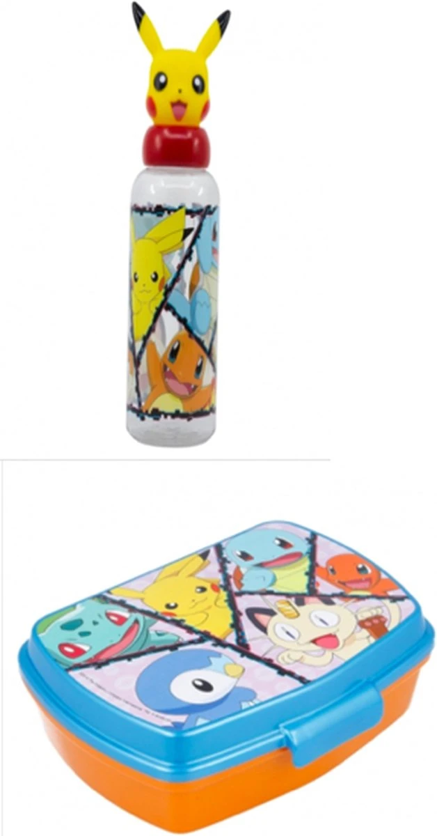 Stor Pokémon Brooddoos + 3D Drinkbeker - Drinkfles - 560 Ml 3 Stor Pokémon Brooddoos + 3D Drinkbeker - Drinkfles - 560 Ml
