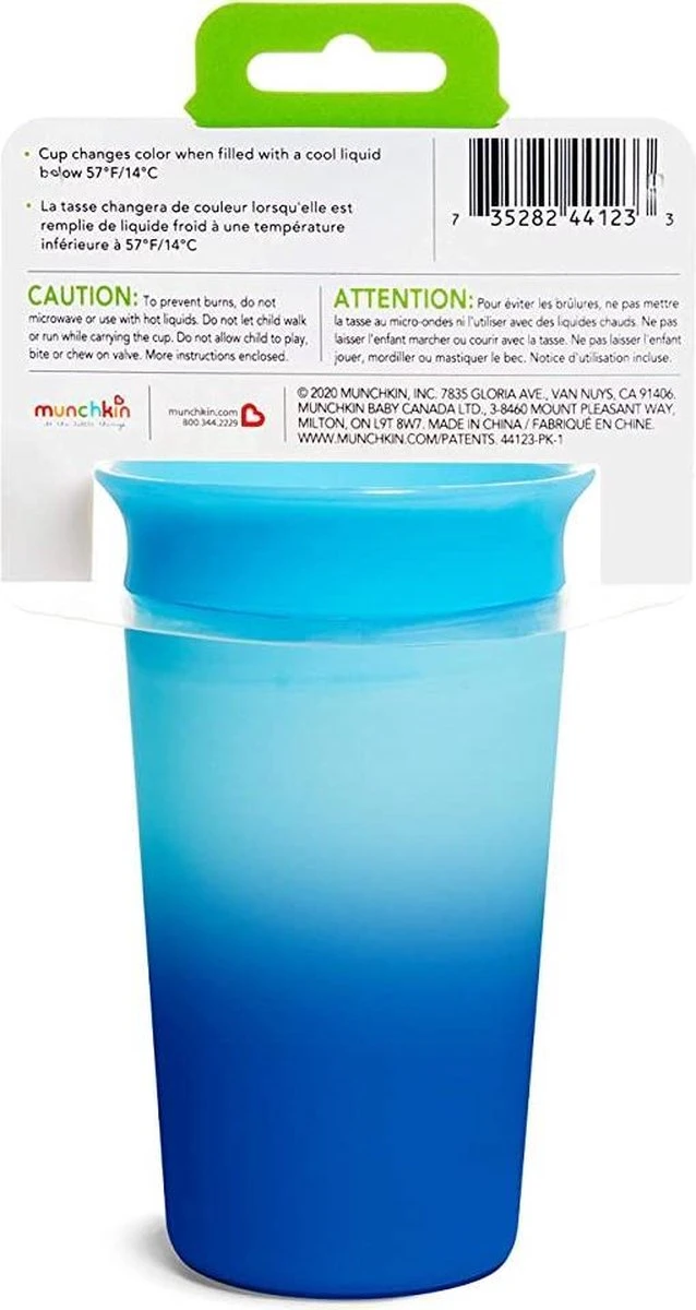Munchkin Miracle 360 Colour Changing Sippy Cup Blue 11 Munchkin Miracle 360 Colour Changing Sippy Cup Blue - Afbeelding 9