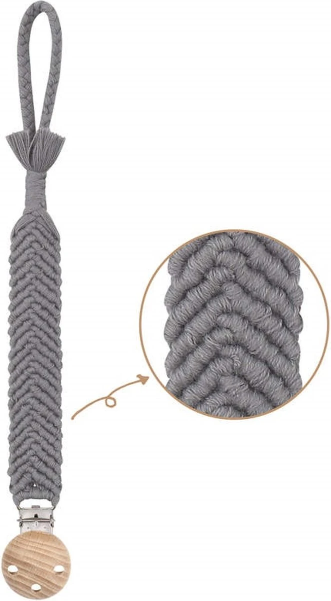 States&Klein Boho Speenkoord - Mist Grey - Duurzaam - Ibiza Stijl - Kraamcadeau - Babyshower - Baby - Grijs 5 States&Klein Boho Speenkoord - Mist Grey - Duurzaam - Ibiza Stijl - Kraamcadeau - Babyshower - Baby - Grijs - Afbeelding 3