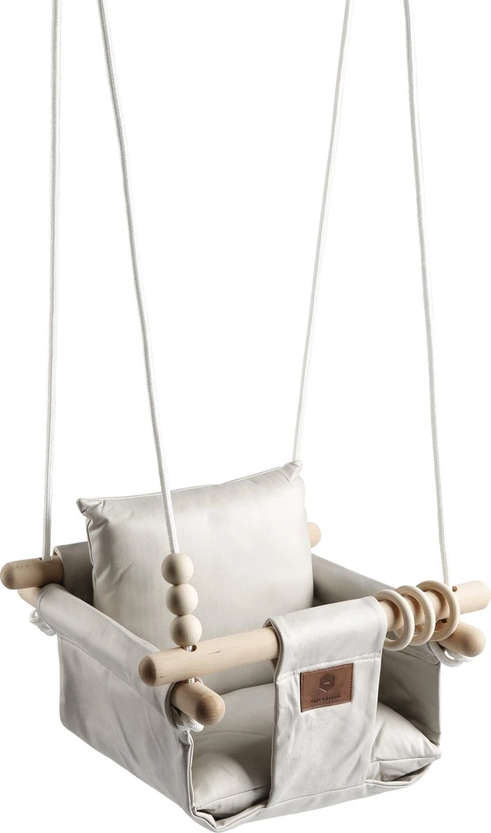 Baby / Kinder Schommel Voor Binnen Of Buiten! - Luxe Baby Swing Off-White - Schommelstoel Inclusief Zachte Kussens En Bevestigingsmaterialen 3 Baby / Kinder Schommel Voor Binnen Of Buiten! - Luxe Baby Swing Off-White - Schommelstoel Inclusief Zachte Kussens En Bevestigingsmaterialen