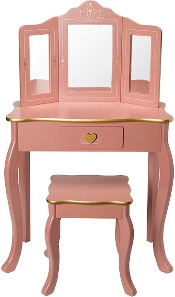 Sphera Kaptafel Met Krukje Voor Kinderen - 59,5 X 29 X 98.5 Cm - Roze 3 Sphera Kaptafel Met Krukje Voor Kinderen - 59,5 X 29 X 98.5 Cm - Roze