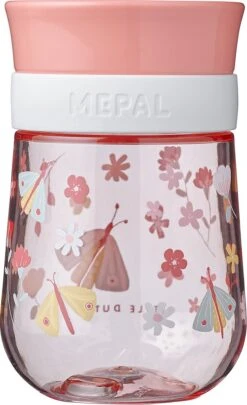 Mepal Mio – 360° Oefenbeker 300 Ml – Stimuleert Het Zelf Drinken – Flowers & Butterflies – Kan Tegen Een Stootje – Drinkbeker Kinderen – Lekvrije Beker