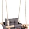 Baby / Kinder Schommel Voor Binnen Of Buiten! - Luxe Baby Swing Donker Grijs - Schommelstoel Inclusief Zachte Kussens En Bevestigingsmaterialen - Met Veiligheidsgordel!
