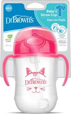 Dr. Brown's Eerste Rietjesbeker - 270 Ml - Roze -Stokke Verkoop 746x1200 2