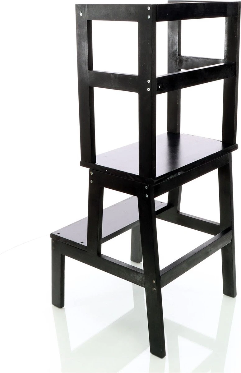 Toboli Leertoren, Leerstoel Zwart Van Hout 43x40x91cm Kinderstoel Met Reling, Kinderkruk, Keukenkruk, Stakruk - Multistrobe 11 Toboli Leertoren, Leerstoel Zwart Van Hout 43x40x91cm Kinderstoel Met Reling, Kinderkruk, Keukenkruk, Stakruk - Multistrobe - Afbeelding 9