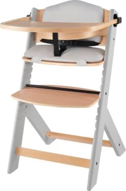 Kinderkraft Meegroei Kinderstoel Enock Met Kussen - Naturel-Grijs