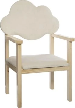 Atmosphera Kinderstoel Wolk - Kinderstoeltje Hout Met Armleuningen - Ecru - Stoeltje Voor Speeltafel Of Kinderkamer