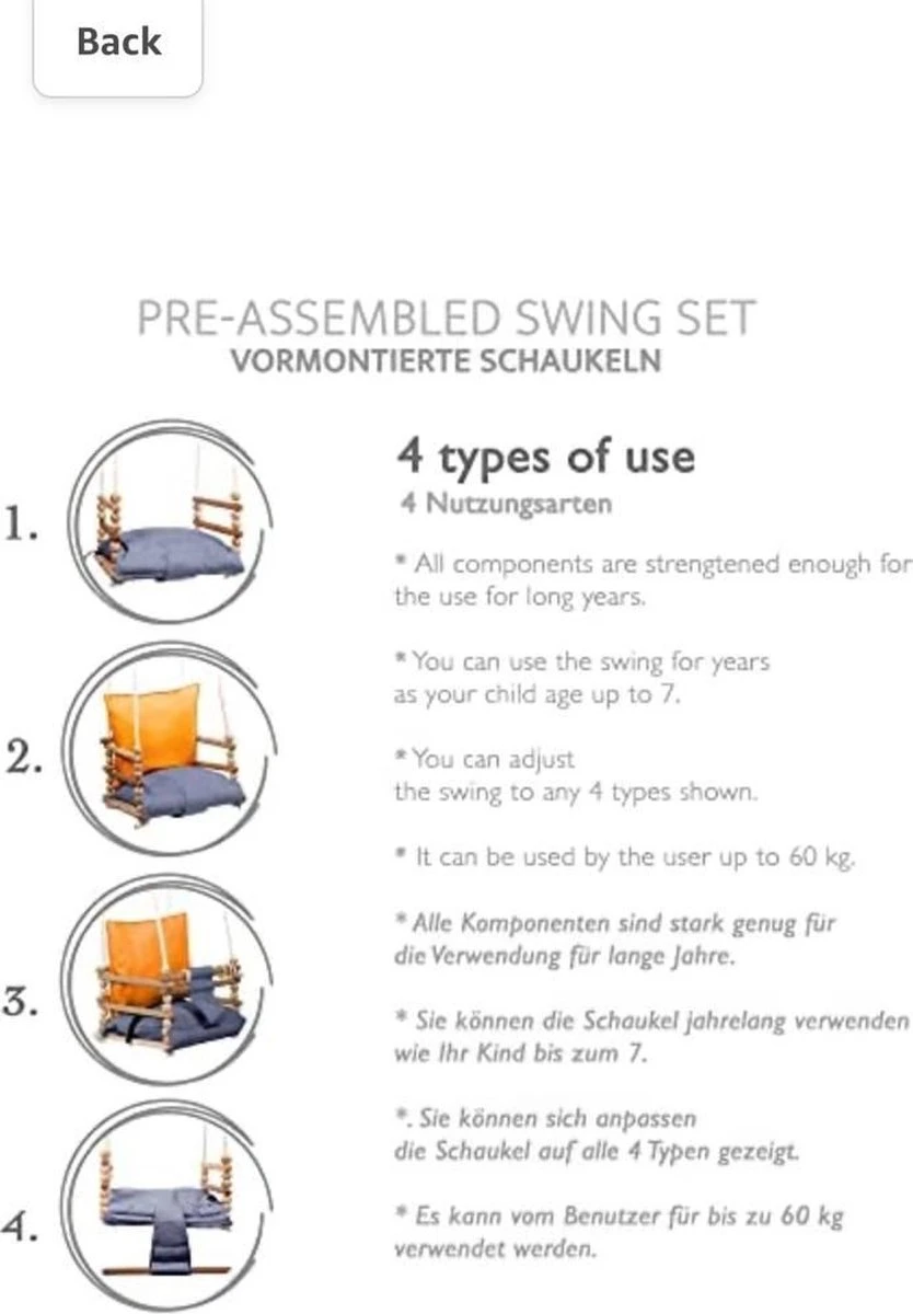 Babyschommel Met Berkenhout - Schommel Baby - Baby Swing Tot 60 Kg - Verstelbaar Schommel Kind - Babyswing 12 Babyschommel Met Berkenhout - Schommel Baby - Baby Swing Tot 60 Kg - Verstelbaar Schommel Kind - Babyswing - Afbeelding 10
