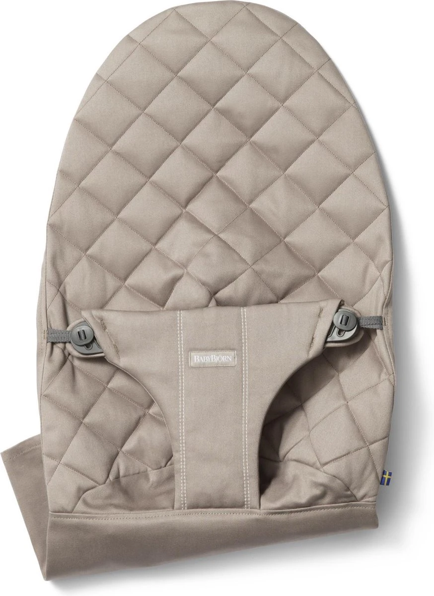 BabyBjörn Stoffen Zitting Voor BabyBjörn Wipstoel - Cotton - Zandgrijs 3 BabyBjörn Stoffen Zitting Voor BabyBjörn Wipstoel - Cotton - Zandgrijs