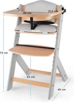 Kinderkraft Meegroei Kinderstoel Enock Met Kussen - Naturel-Grijs -Stokke Verkoop 875x1200 1