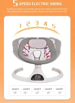 Tissy® Elektrisch Wipstoel - Baby Schommelstoel - Elektrische Babyschommel - Babyswing - Wipstoeltjes Voor Baby Met Klamboe Bluetooth Muziek Grijs 25 Tissy® Elektrisch Wipstoel - Baby Schommelstoel - Elektrische Babyschommel - Babyswing - Wipstoeltjes Voor Baby Met Klamboe Bluetooth Muziek Grijs -Stokke Verkoop 877x1200