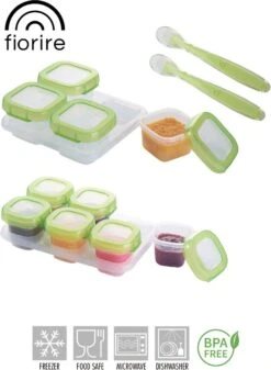 Fiorire Babyvoeding Bewaarbakjes Met 2 Gratis Lepels - BPA Vrij - Diepvriesbakjes - 4 X 120 Ml - 6 X 60 Ml -Stokke Verkoop 879x1200 3
