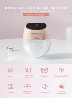 Boboduck - Handsfree Elektrische Draagbare Borstkolf - Borstvoeding - Kolfapparaat - Handkolf - Handsfree - Inclusief Opslagruimte Voor Melk - 200 Ml - BPA Vrij -Stokke Verkoop 883x1200 1