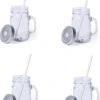 Merkloos 4x Stuks Glazen Mason Jar Drinkbekers - Zilvergrijze Dop En Rietje - 500 Ml -Stokke Verkoop 916x1200 4