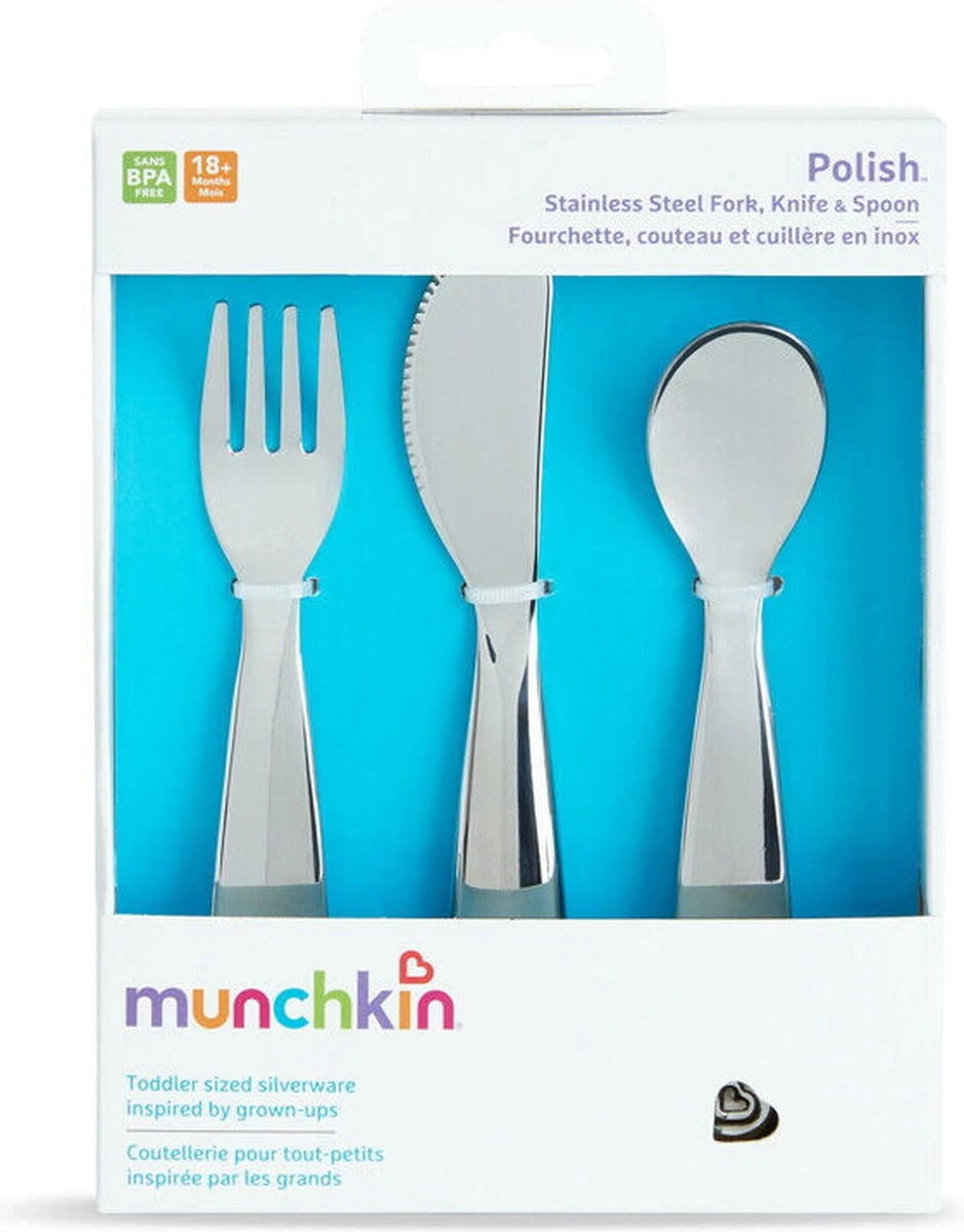 Munchkin Poilish Stainless Steel Utensil Set, Fork, Knife And Spoon 9 Munchkin Poilish Stainless Steel Utensil Set, Fork, Knife And Spoon - Afbeelding 7