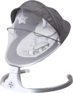 Baby Wieg | Elektrische Baby Wieg | Elektrische Wipstoel | Schommelstoel Baby | Bluetooth | Afstandsbediening - Grijs