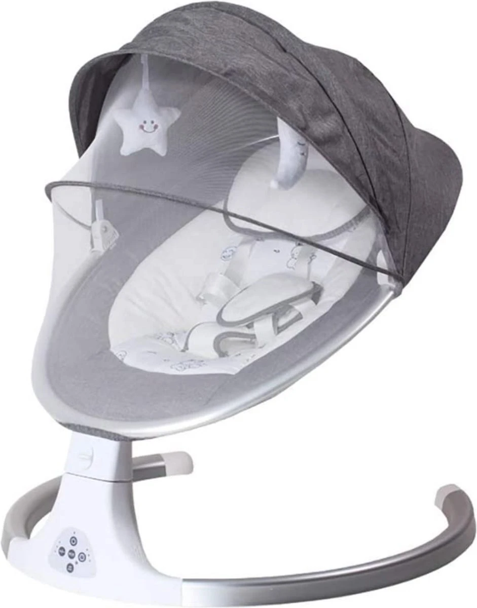Baby Wieg | Elektrische Baby Wieg | Elektrische Wipstoel | Schommelstoel Baby | Bluetooth | Afstandsbediening - Grijs 3 Baby Wieg | Elektrische Baby Wieg | Elektrische Wipstoel | Schommelstoel Baby | Bluetooth | Afstandsbediening - Grijs