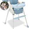 Twinky® Kinderstoel – 2-in-1 Kinderwagen Set – Blauw – Inklapbare Eetstoel & Baby Wagentje En Babystoel Voor Aan Tafel – Kinderzetel, Peuterstoeltje En Meegroeistoel In 1
