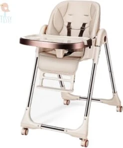 Tissy® 2 In 1 Eetstoel / Kinderstoel – Bruin/Beige – Inklapbare Eetstoel Met Speeltafel